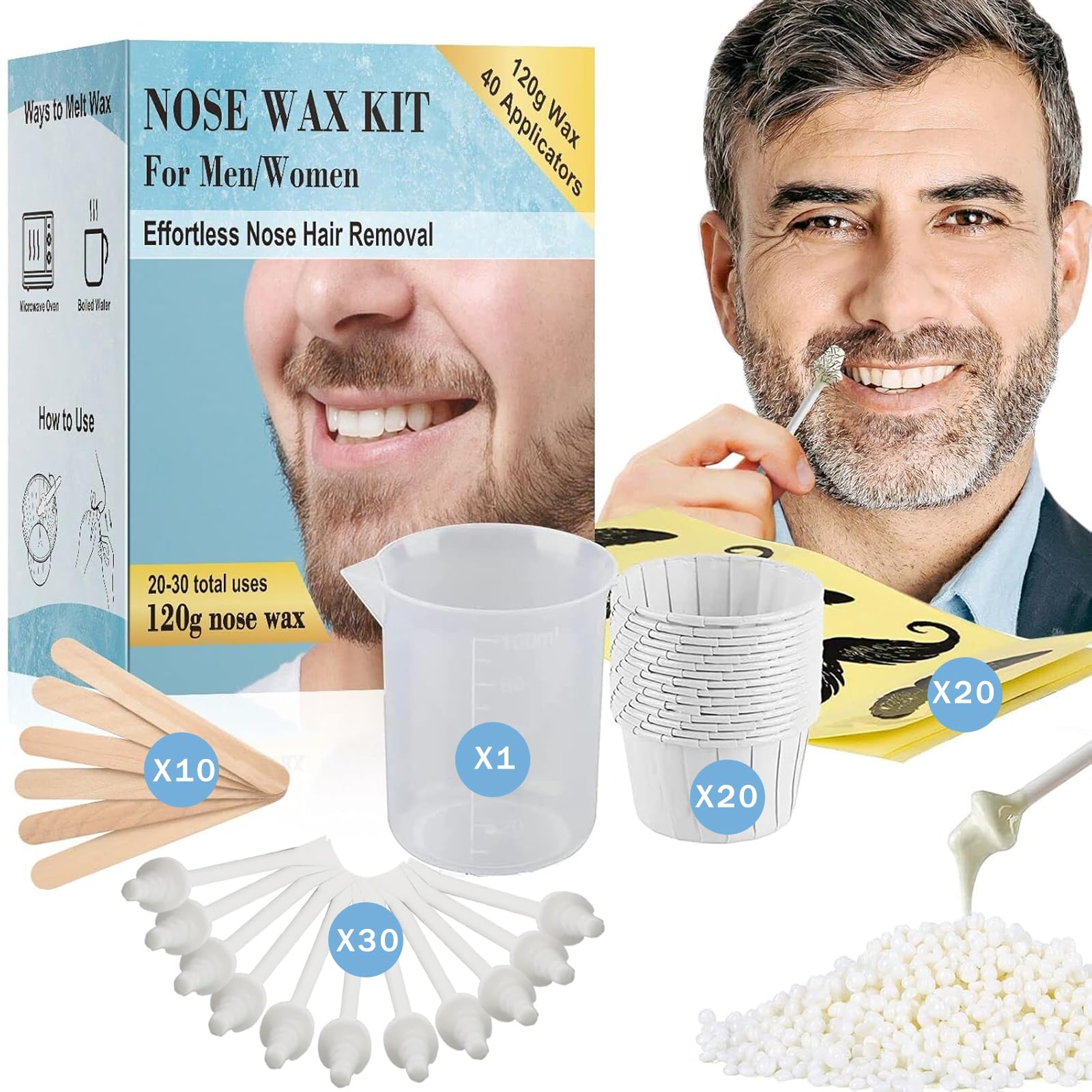 Amazon.com : Keethem 120g Nose Wax Kit with 30 White Applicators