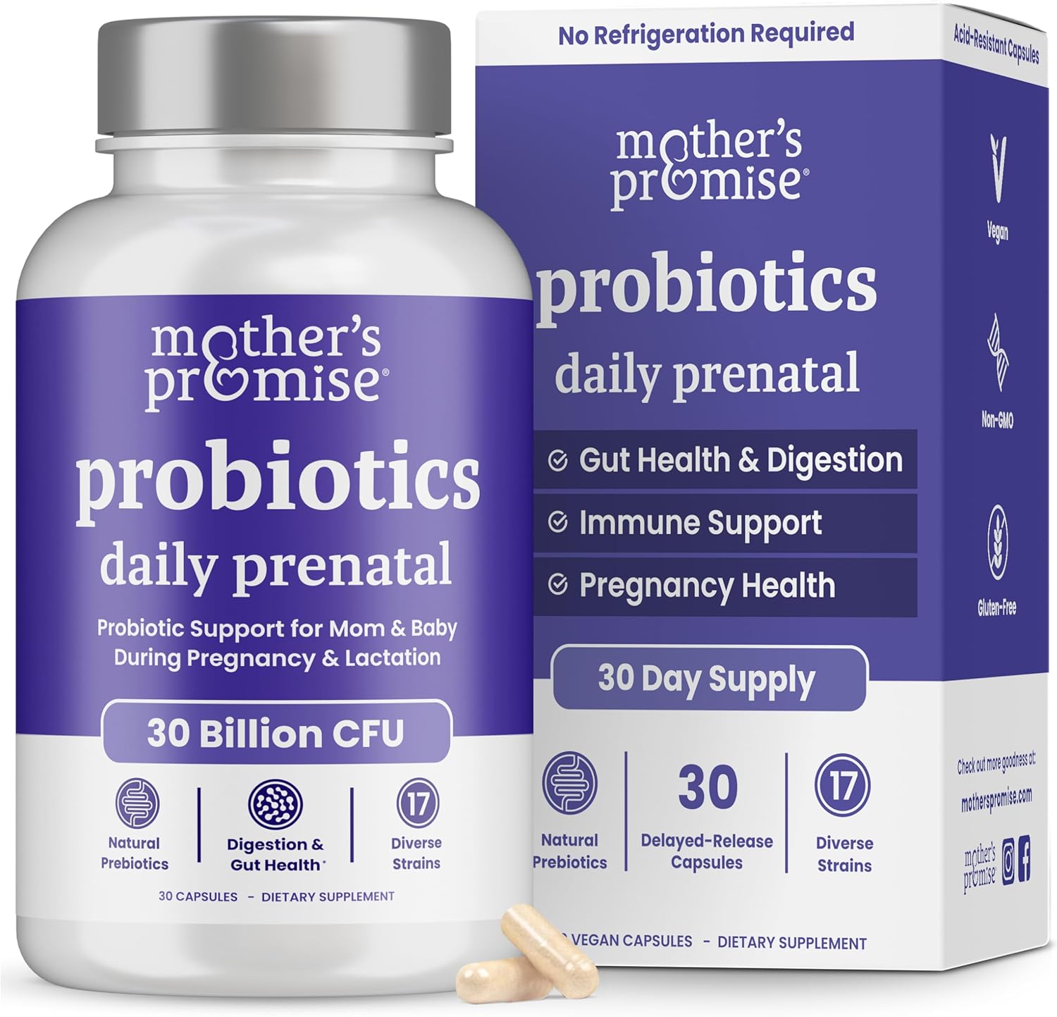 Prenatal Probiotics for Women | 30 Billion CFU, 17 Strains + Organic Prebiotics | Supports Digestion, Gut & Immune Health for Mom & Baby | Womens Probiotic for Pregnancy & Lactation | Vegan Capsules