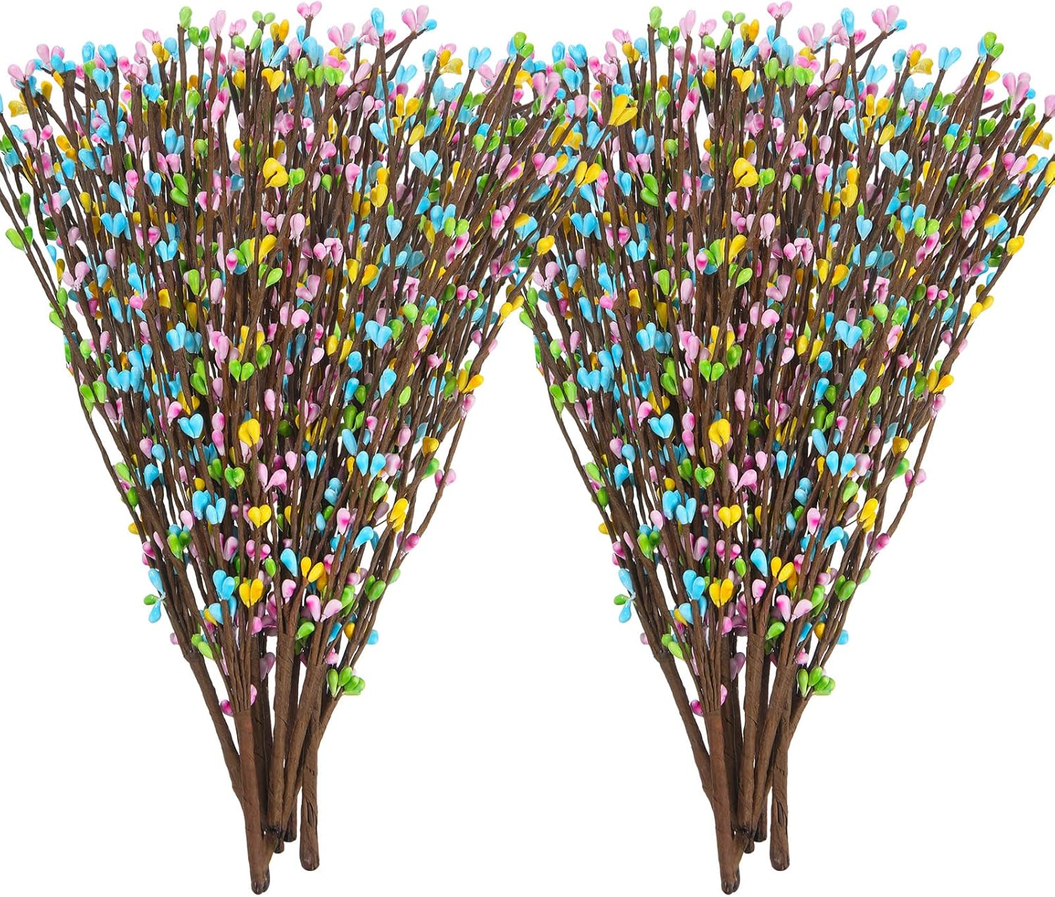 Juinte 30 Packs Easter Berry Garland Artificial Sprays Wire Spring Pip Berry Decorative Garland Picks Floral Pip Picks Stems for Easter Crafts Floral Arrangement Wreath Making