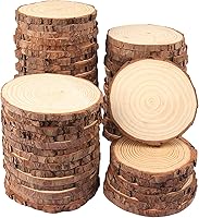 Vista 10 de 6 piezas de rebanadas de madera natural de 10 a 12 pulgadas, círculos de madera de Paulownia sin terminar con cortezas para posavasos, manualidades