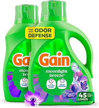 TonomoGentle Laundry Detergent, Moonlight Breeze Scent, 45 Loads, 1.922 ml, Pack of 2, HE Compatible