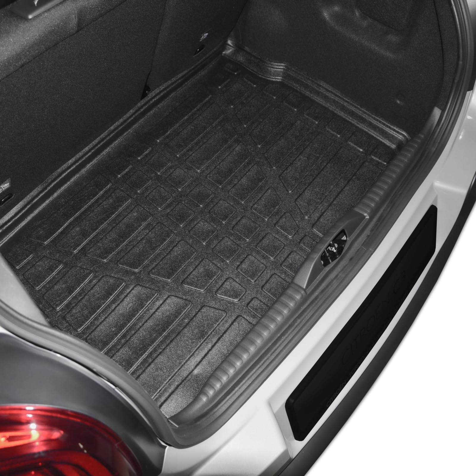 SCOUTT Tapis De Coffre sur Mesure pour Citroen C3 2016-2023, Noir, Antidérapant, Bord Haut, Toutes Saisons