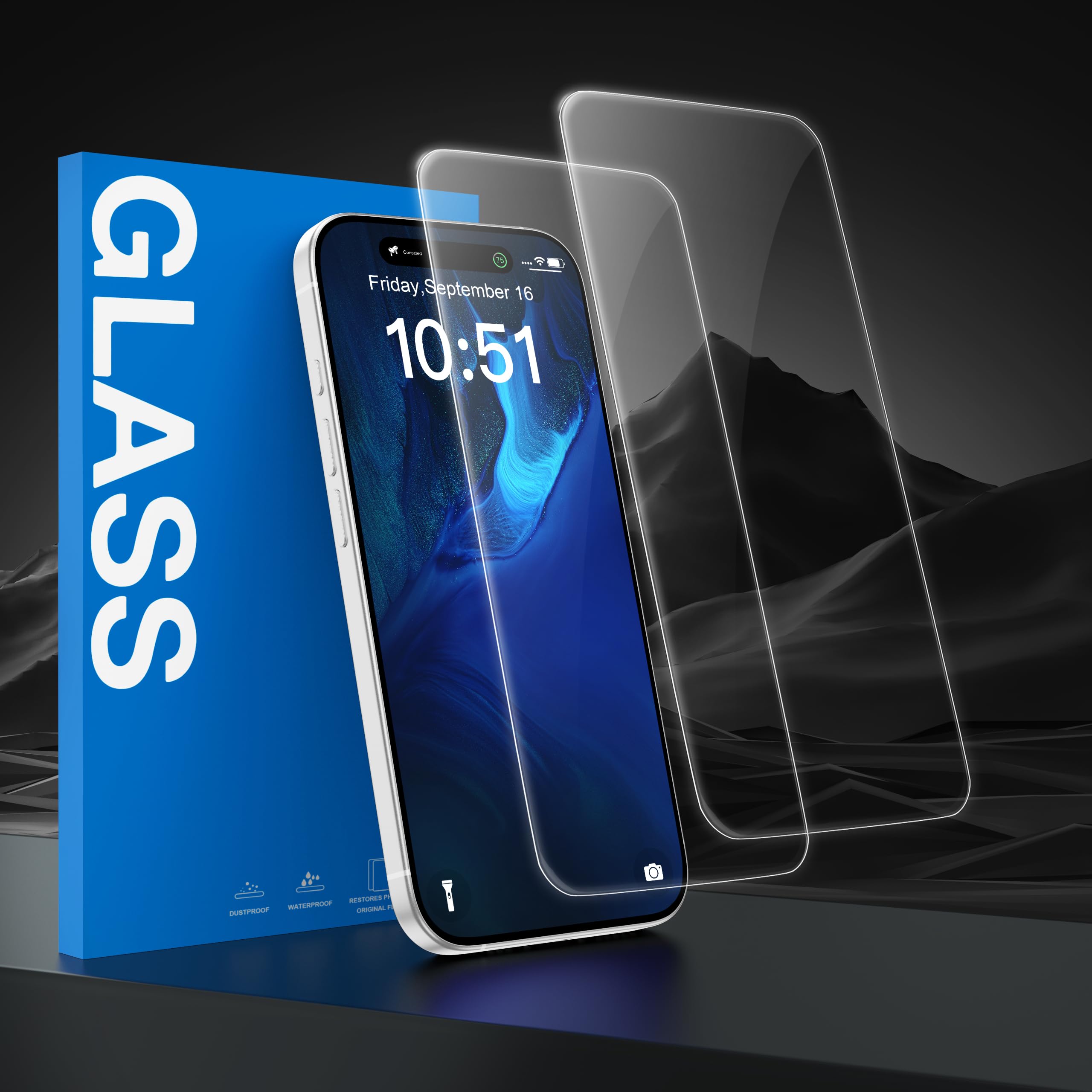 2 Pack Screen Protector for iPhone XS MAX (6.5 inch) Tempered Glass Film, Military Grade Shatterproof, 9H Hardness Case Friendly Ultra Resistant - HD Clear (2 Pack)