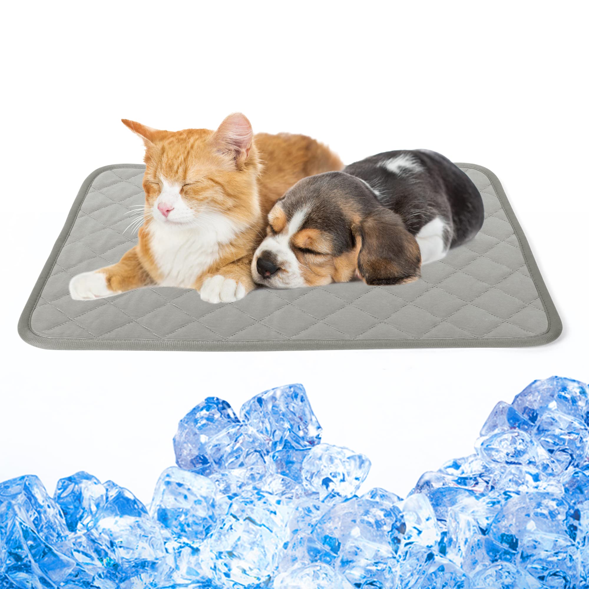 Lollanda Koelmat voor honden en katten, 70 x 55 cm, zelfkoelende mat voor honden en katten, zelfkoelende mat voor honden en katten, voor de zomer (L, grijs