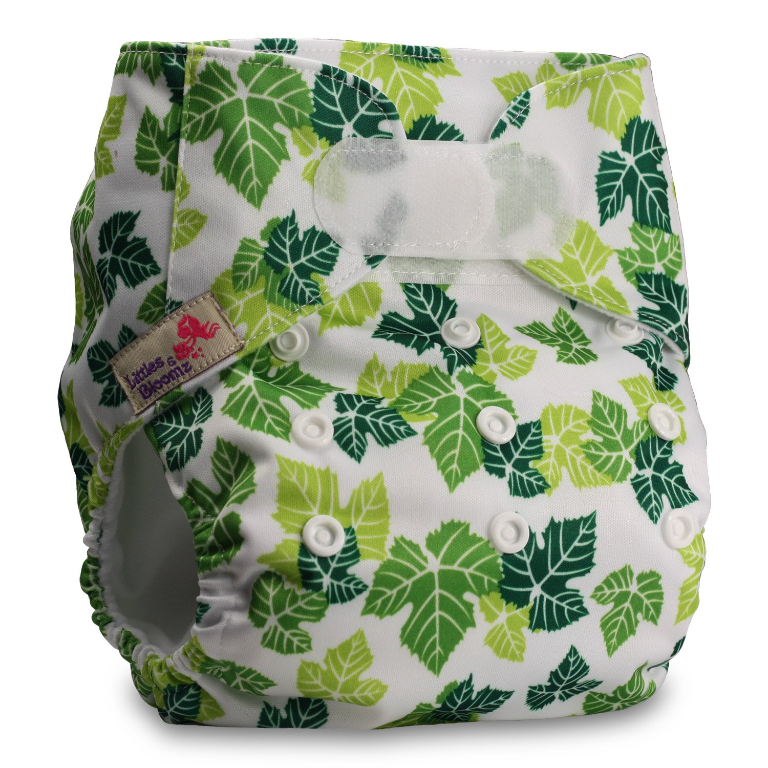 Littles & Bloomz, Reusable Pocket Cloth Nappy, Fastener: Hook-Loop, Set of 1, Pattern 21, with 2 Bamboo Charcoal Inserts