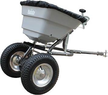The Handy Towed Broadcast Spreader for Medium to Large Lawns for Seed, Fertiliser & Salt with Adjustable Feed Control & Universal Hitch - Not Suitable for Rock Salt