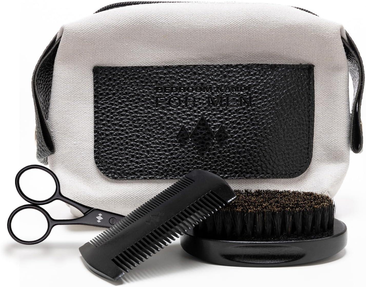 Bedroom Kandi Men’s Beard Grooming Kit – Beard Brush, Comb, Scissors & Beard Kit Travel Bag - Textured, Coarse Hair, Mustache Care & Daily Grooming Set Gifts for Men