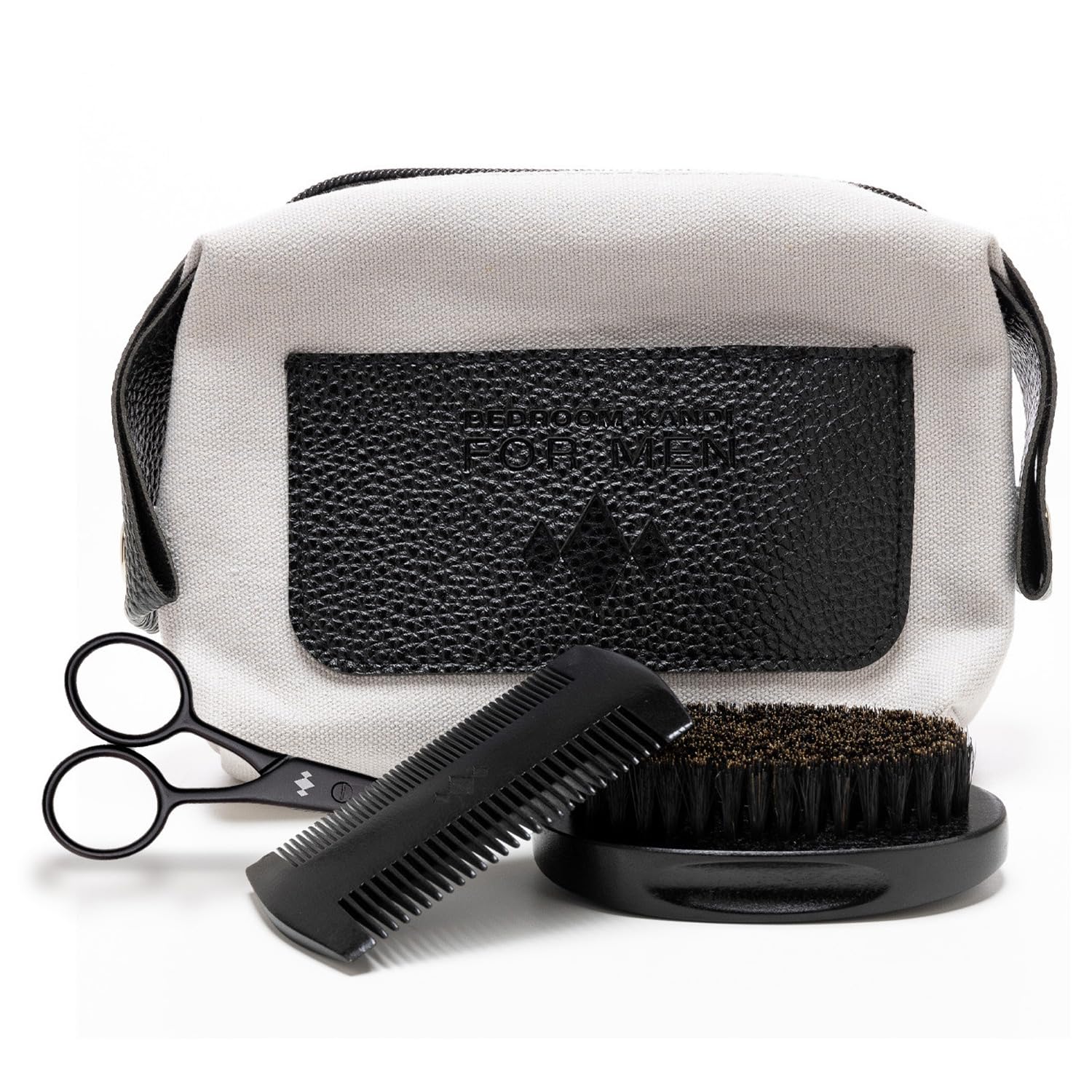 Bedroom Kandi Men’s Beard Grooming Kit – Beard Brush, Comb, Scissors & Beard Kit Travel Bag - Textured, Coarse Hair, Mustache Care & Daily Grooming Set Gifts for Men