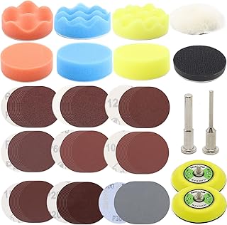 102pcs Sandpaper 3 Inch Sanding disc 60-3000 Grit Wet Dry Sandpaper with 1/8"&1/4" Backer Plate Shank, Soft Foam Buffering Pad, and Polishing Pads Sponge for Wood Mirro Jewelry Car Metal Polishing kit