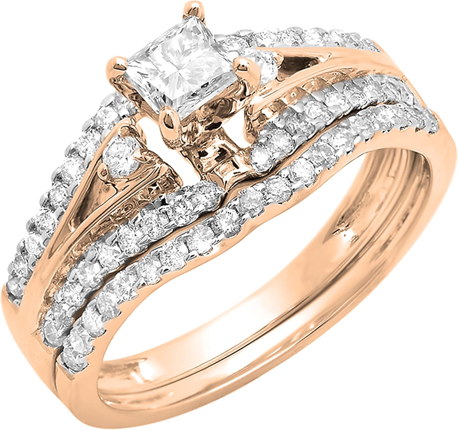 Dazzlingrock Princess Women Bridal Engagement Ring Set
