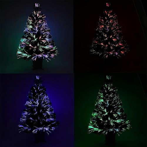 Miniatura 4 de 24 Pre-lit Iridescent Mini Fiber Optic Tabletop Artificial Christmas Tree with LED Lights in with Siver Base Pot
