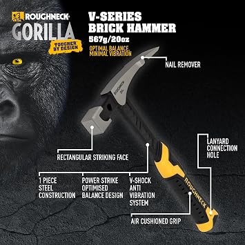 Roughneck Gorilla ROU11020 V-Series Brick Hammer 20oz/567g
