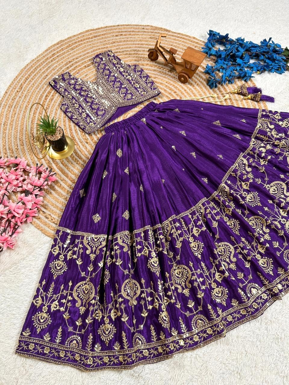 disson Purple Lehenga Choli Set Indian Wedding Dress Ethnic Party Wear For Girls