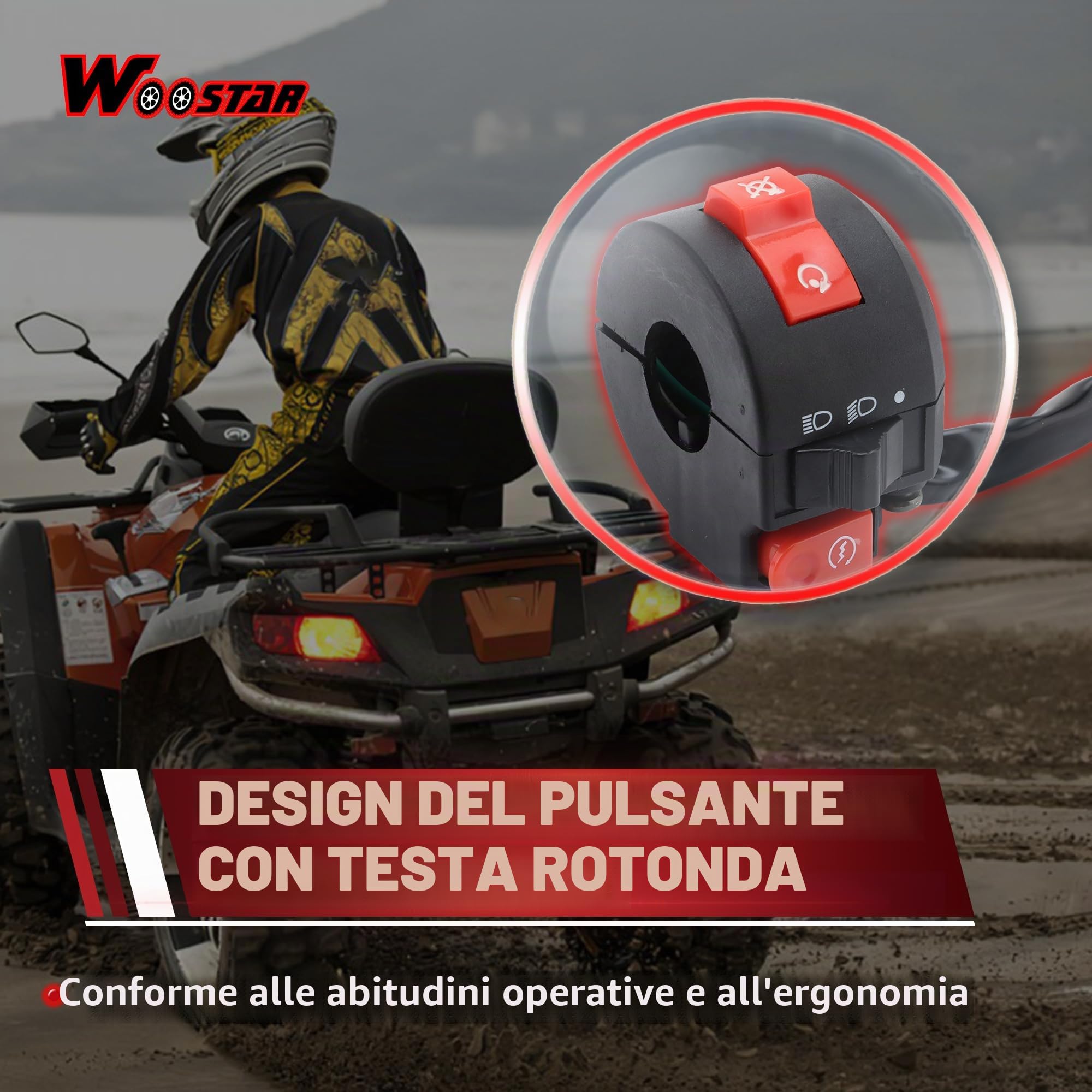 WOOSTAR 7/8" 22mm Manubrio Sinistra Interruttore 3 Funzione Sostituzione per 50cc 70cc 110cc 125cc 150cc Motocicletta