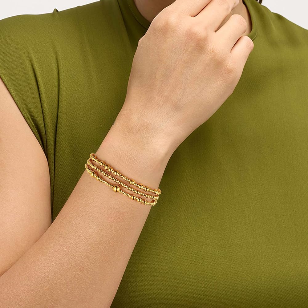 Amazon.com: Waterproof Gold Beaded Bracelet For Women Non