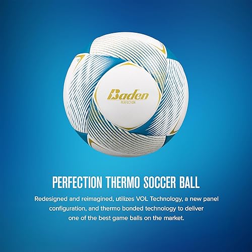 Miniatura 2 de Baden Perfection Thermo - Balón de fútbol, tamaño oficial 5 sin costuras adherido térmicamente, aprobado por NFHS