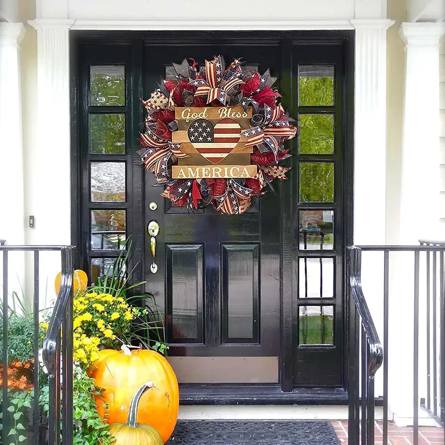 250th Anniversary Patriotic Wreath, Memorial Wreaths 3D Eagle Wreaths for Front Door, Red White and Blue Wreath All-Weather Farmhouse Outdoor Holiday Decoration (A) — view 2