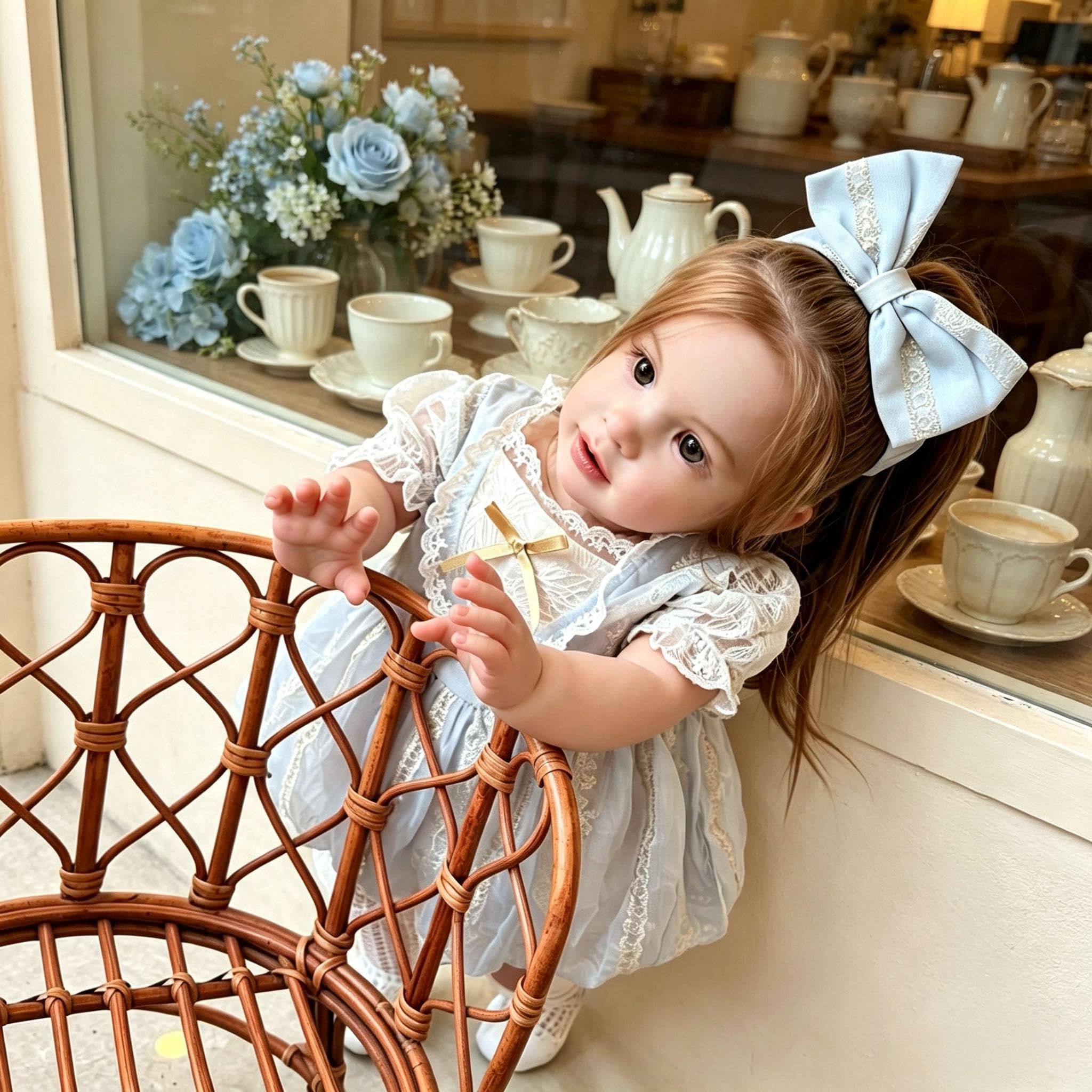 RXDOLL 26 Zoll Reborn Baby Puppen Weicher Vinyl-Stoffkörper, Große Größe Lebensechte Baby Mädchen mit Verwurzeltem Haar, Realistische Neugeborene Reborn-Kleinkindpuppe für Kindergeschenke