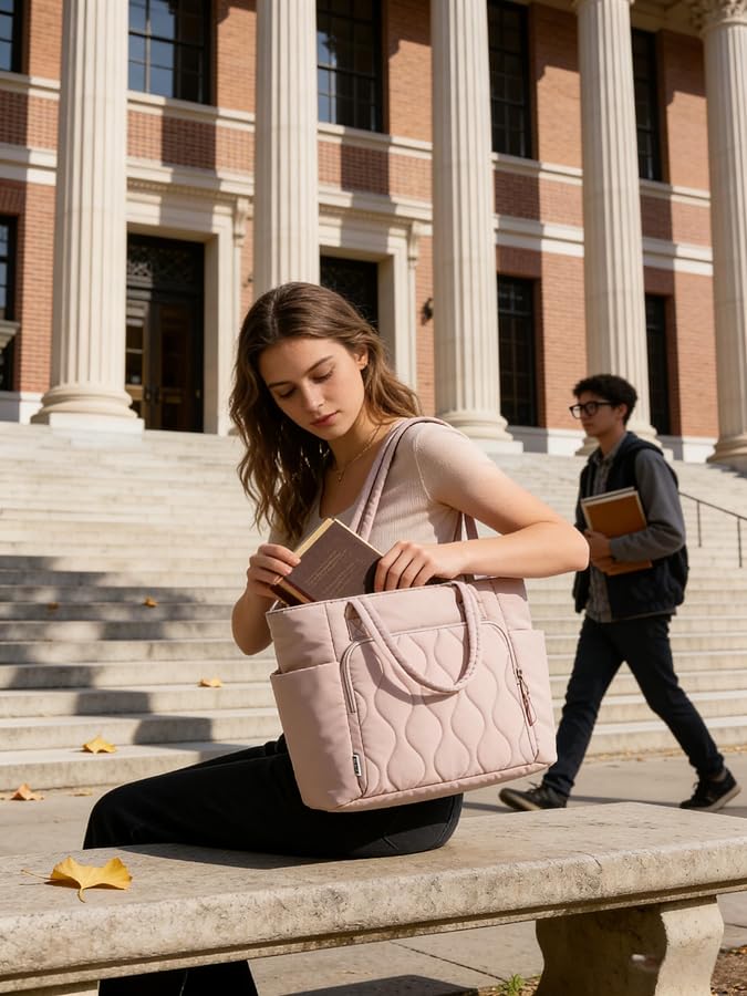 NEWHEY Laptoptasche für Frauen, leicht, aus Ler, Arbeitstasche, wasserdicht, B
