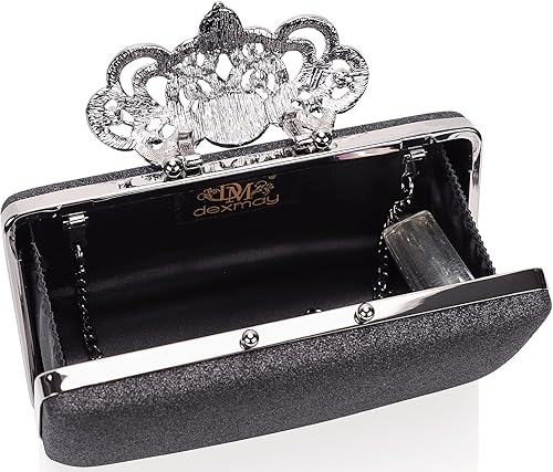 Miniatura 7 de Dexmay - Bolso de mano con diamantes de imitación con cierre de corona de cristal, bolso de noche formal para mujer
