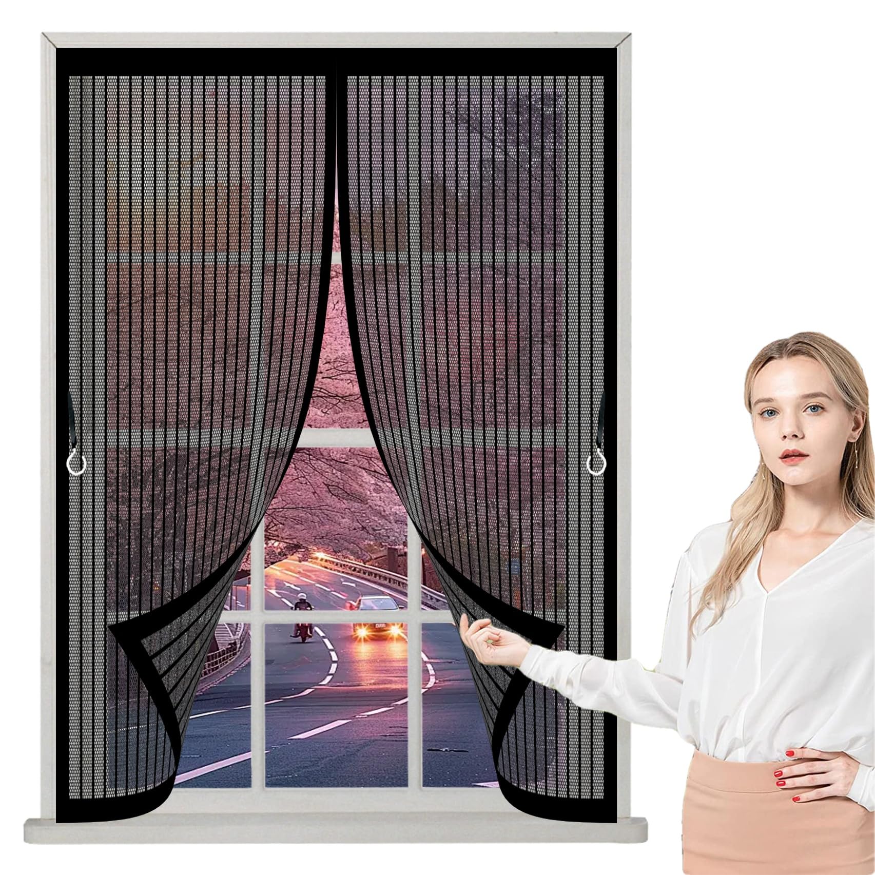 Moustiquaire fenêtre rideau anti moustique universel 185 x 160 cm