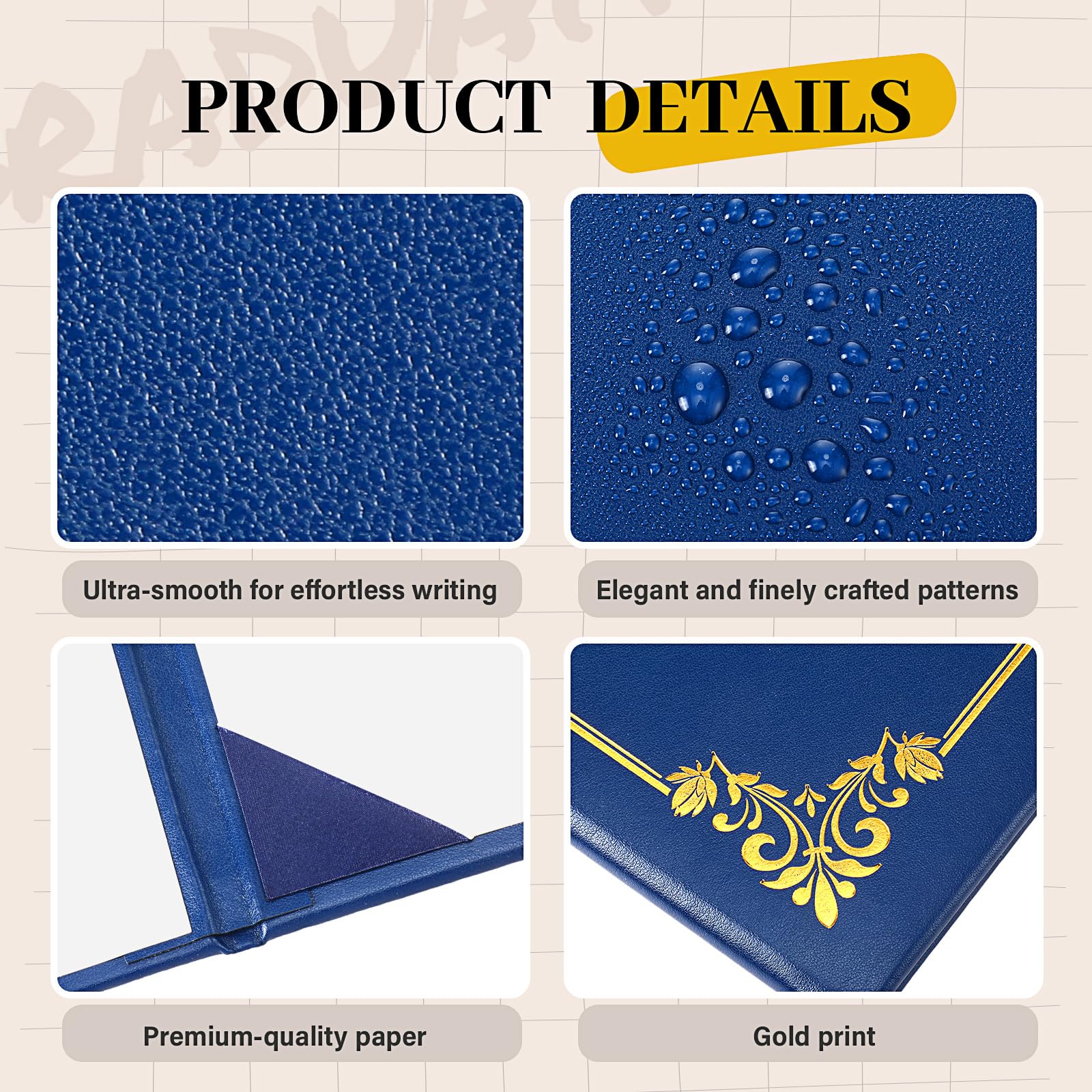 Tenare Confezione da 6 copertine in similpelle stampata per diploma per certificati, 21,6 x 28 cm, in pelle liscia, porta documenti di laurea (blu navy)