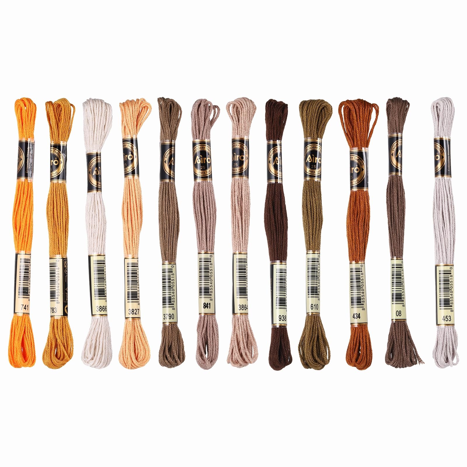 PATIKIL 12 Skeins Embroidery Floss Polyester Embroidery Threads Bracelets String for Cross-Stitch Hand Embroidery, Brown