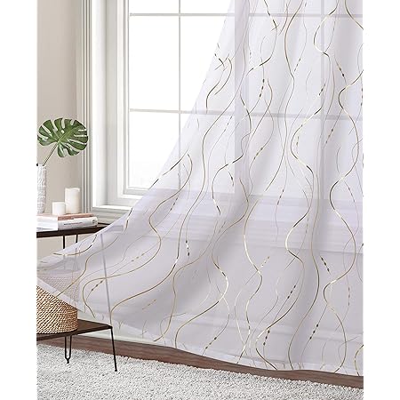 Amazon.de: Gardinen / Gardinen, 160 cm, goldfarbene Wellen, mit Punkten