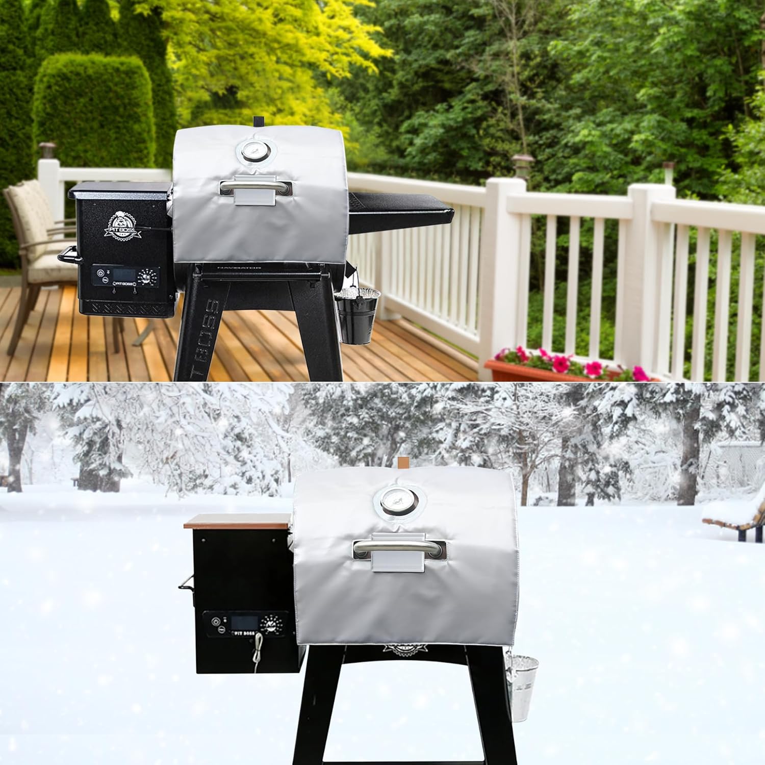Insulation Blanket for Pit Boss Lexington/Sportsman/Navigator 550/540/500 Wood Pellet Smoker Grill,PB500NX PB500SP PB550G Insulation Blanket Grill Accessory for Winter Smoking,Silver