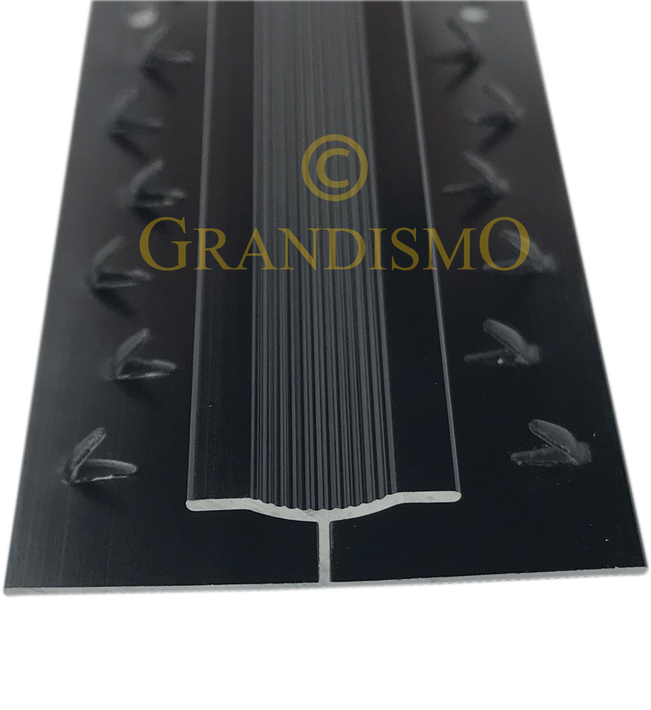 Grandismo Black Grandismo® Dual Carpet To Carpet Strip Gripper/Trim - Metal Doorbar Threshold (Black)