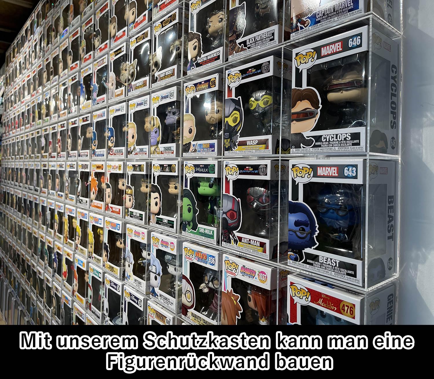 Pudełko ekspozycyjne ze szkła akrylowego kompatybilne z Funko POP! 10 cm figurki, półka ścienna na 6 figurek kolekcjonerskich