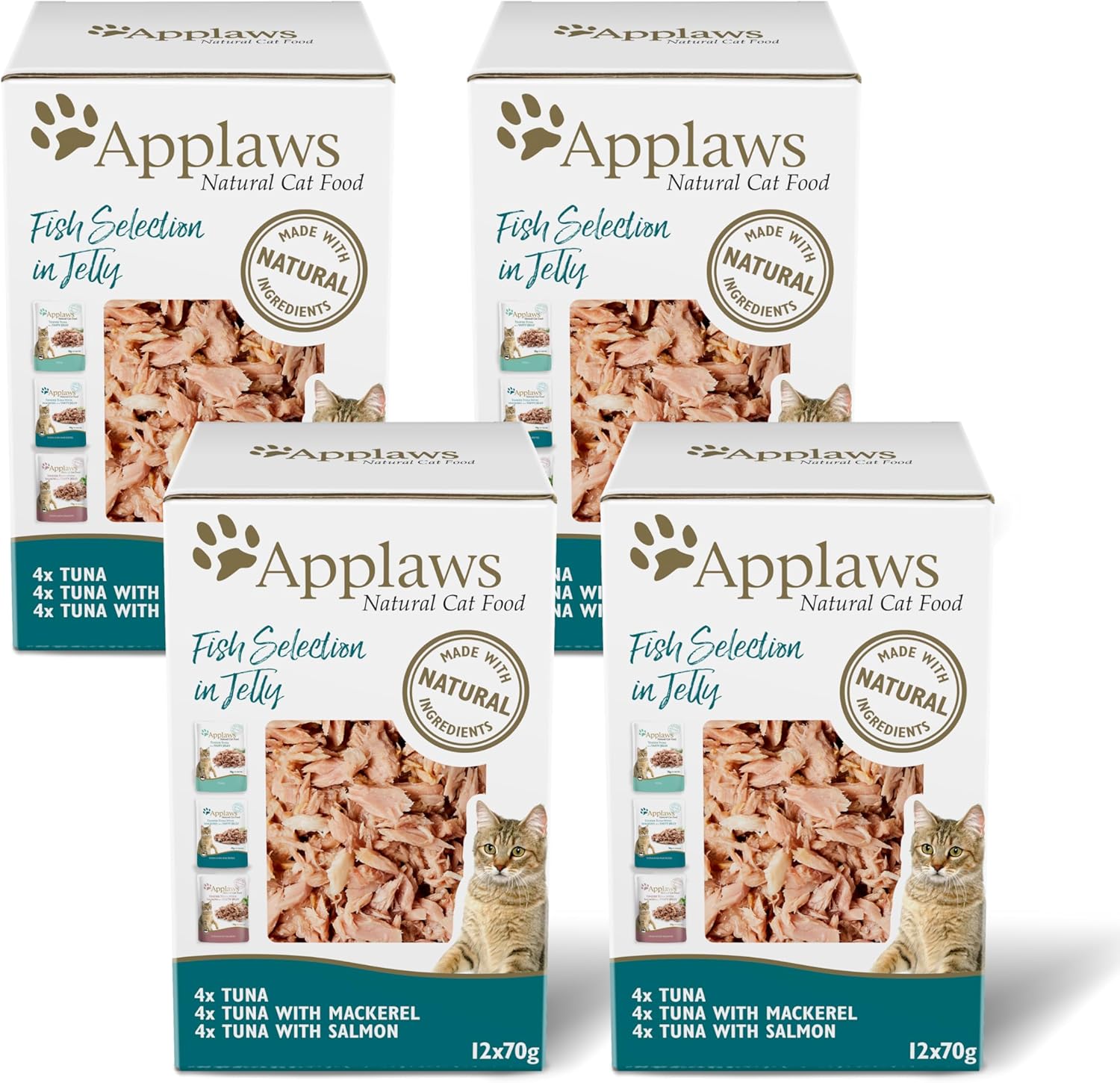 Applaws 100 Natural Wet Cat Food Mixed Variety Fish Selection in Jelly