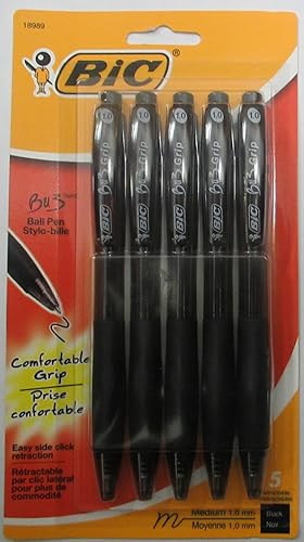 Bic Bu3p51-Blk - Bolígrafo redondo con agarre (5 unidades)
