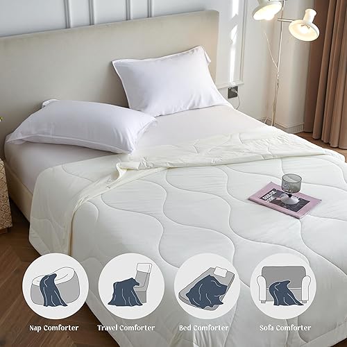 Miniatura 5 de Simple&Opulence Edredón refrescante tamaño individual, manta de verano para dormir refrescante, relleno de edredón ligero suave para sudores