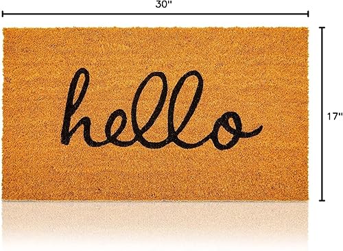 Miniatura 3 de Juvale Hello - Felpudo de coco para entrada al aire libre, 17 x 30 pulgadas, rectangular, de pelo bajo, respaldo de PVC, tapete de bienvenida para