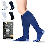 Copper Compression Socks for Men & Women (15-20 mmHg) - Knee High Support Stockings for Nurses, Travel, Pregnancy, Running, Flight & Everyday Wear - Blue - X-Large 1 Pair