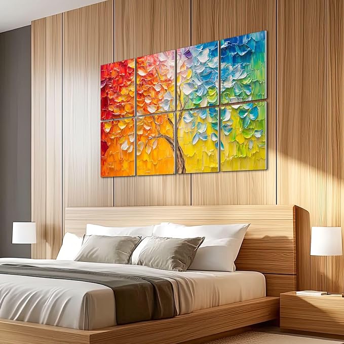 8 Pack Paneles Acústicos de Arte Absorbentes de Sonido con Diseño de Árbol Colorido, 48"x32" miniatura 5