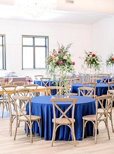 Miniatura 6 de Paquete de 8 manteles redondos color azul rey de 120 pulgadas de poliéster, tela lavable, resistente a las manchas y a las arrugas, manteles