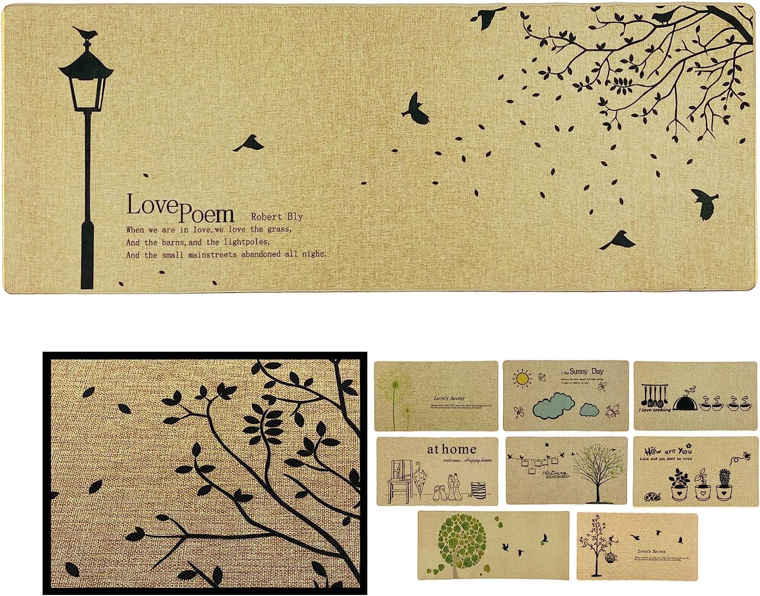 LucaHome – Alfombra Pasillo casa Verona Love Poem 40x70, Antideslizante Alfombra, tapetes para Sala, Alfombra Salon, felpudos de Interior, alfombras Pasillo