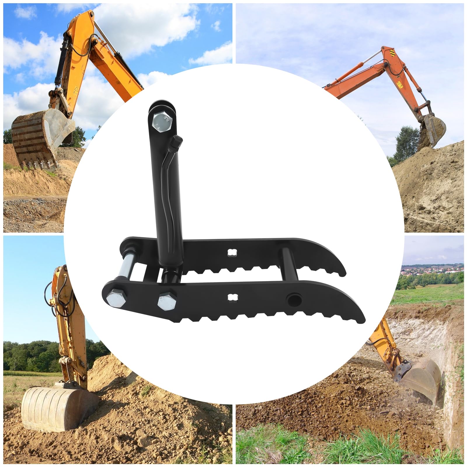Excavatrice hydraulique pouce, accessoires pour mini pelleteuse, clip de pouce hydraulique, pince hydraulique à trois trous avec deux tuyaux d'huile pour mini pelle 0,8-1,5 T