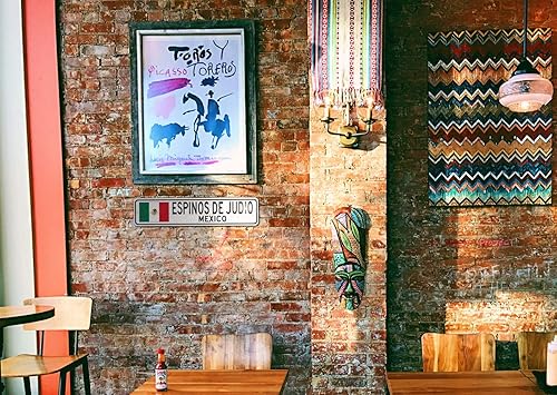 Miniatura 3 de Espinos De Judio, Mexico - Letrero de calle con bandera mexicana, letrero de metal novedoso, letrero personalizado, letrero de calle de la cueva del