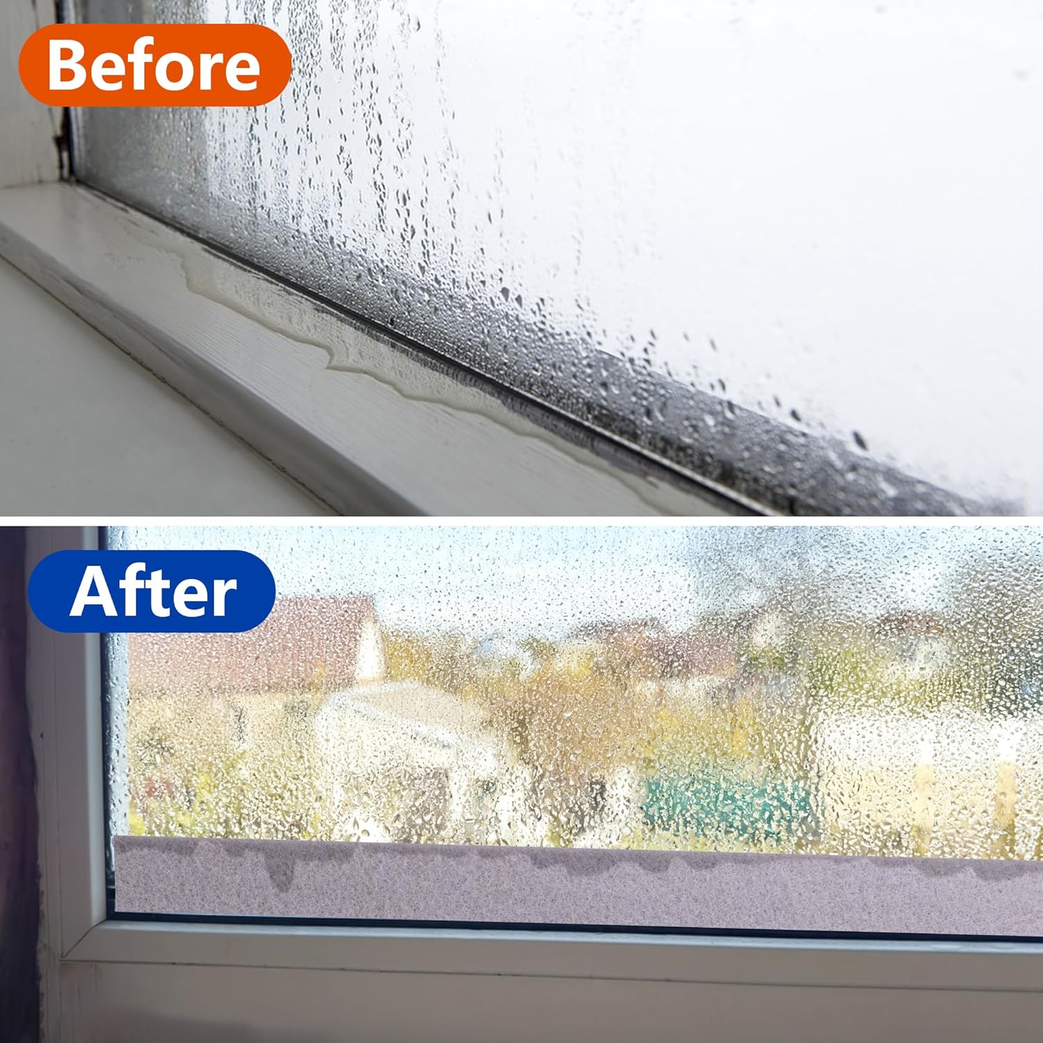 3 Roll 16.4Ft x 2Inch Window Condensation Prevention Absorber, 5mm Thick Condensation Water Moisture Absorber Tape, Reusable Beige Window Condensation Absorber Strips to Prevent Condensation