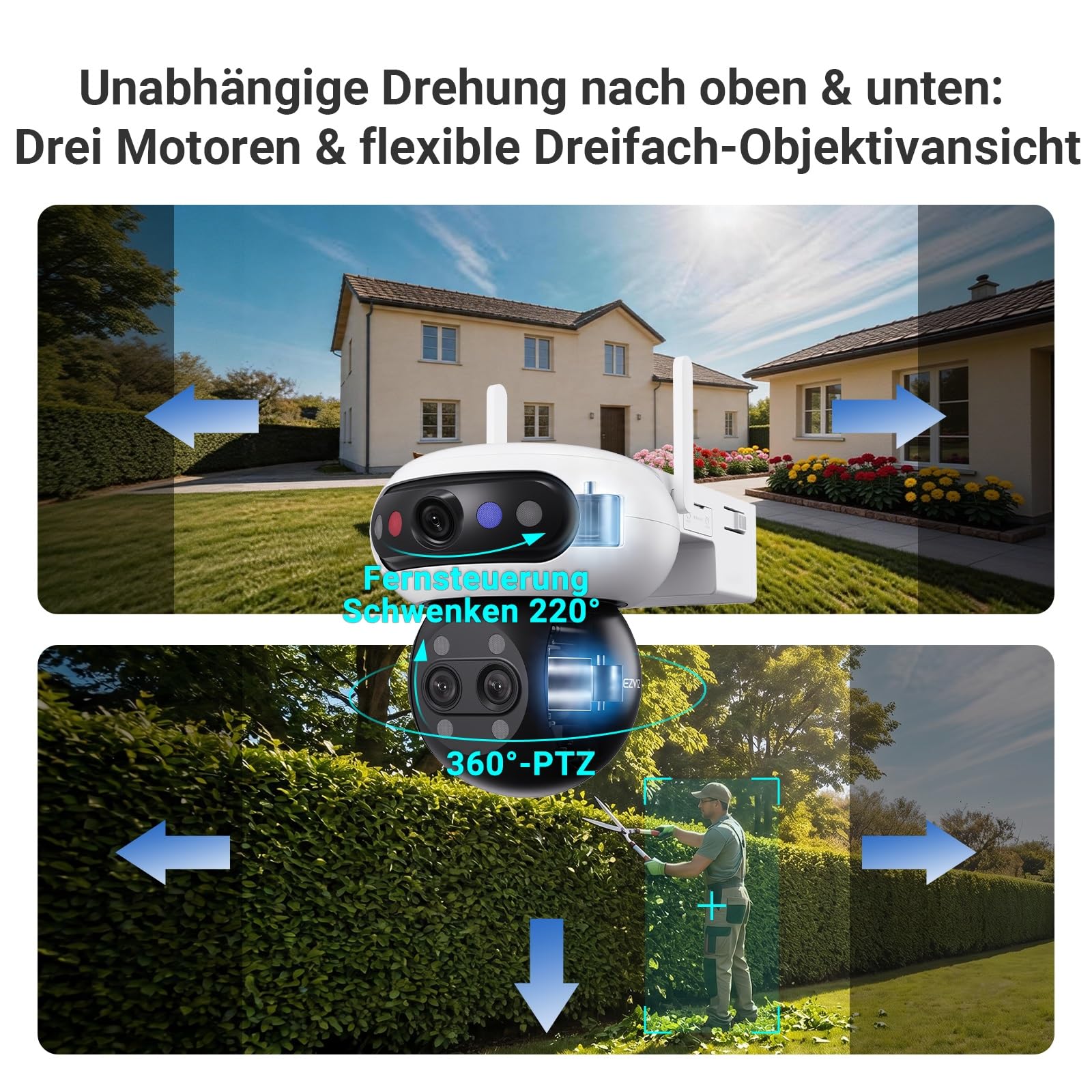 EZVIZ 4K Video Türsprechanlage HP7 Pro und Kamera Aussen C90f mit dreifachem 3K-Objektiv
