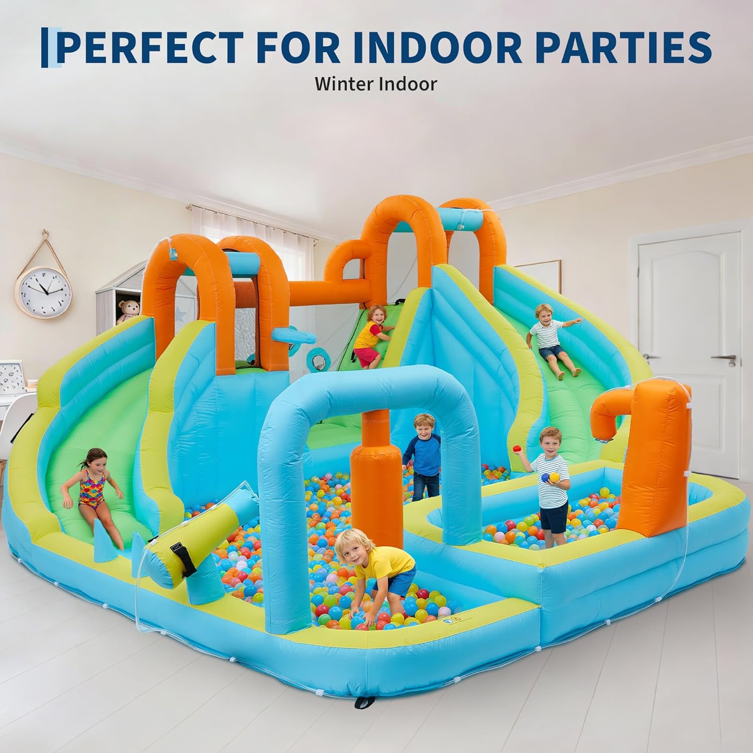 Garvee Inflatable Bounce House for Kids,15.9ft x 14ft Indoor Outdoor Bounce Castle 10-in-1 with 550W Blower and Slide, Jump House for Backyard Party Family Gatherings