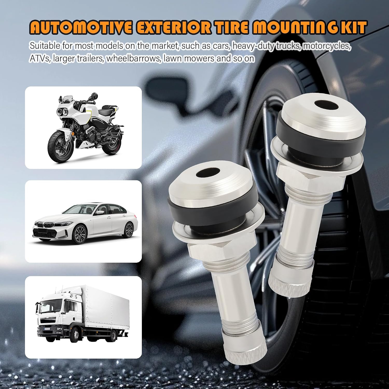 4PCS 130PSI High Pressure TR416 Tire Valve Stems,Fit 0.453" & 0.625" Rim Holes Metal Valve Stems,Universal Motorcycle Valves Stem Car Accessories for Most Cars,Trucks