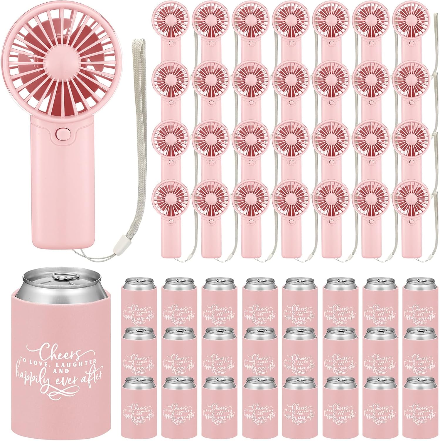 Hortsun 101 Pcs Wedding Guest Favors Bulk Fan Cooler Sleeves, Classic, Pink