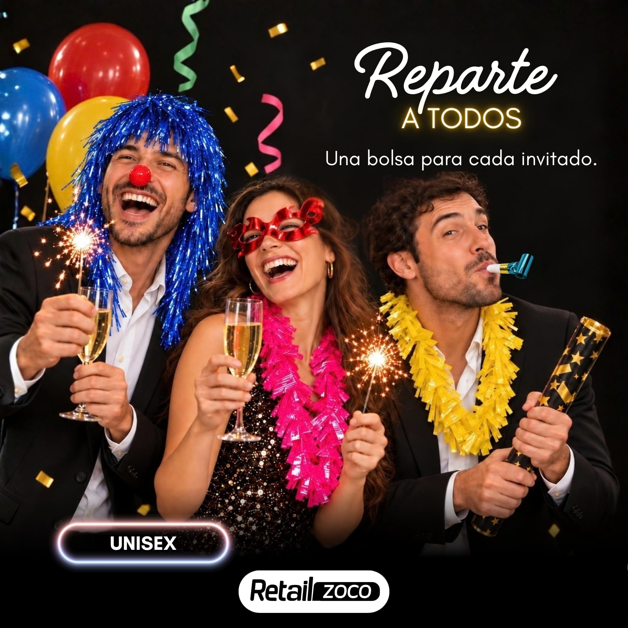 10 Bolsas Cotillón, Cotillón Nochevieja Fin de Año, contiene 8 piezas - imagen 5