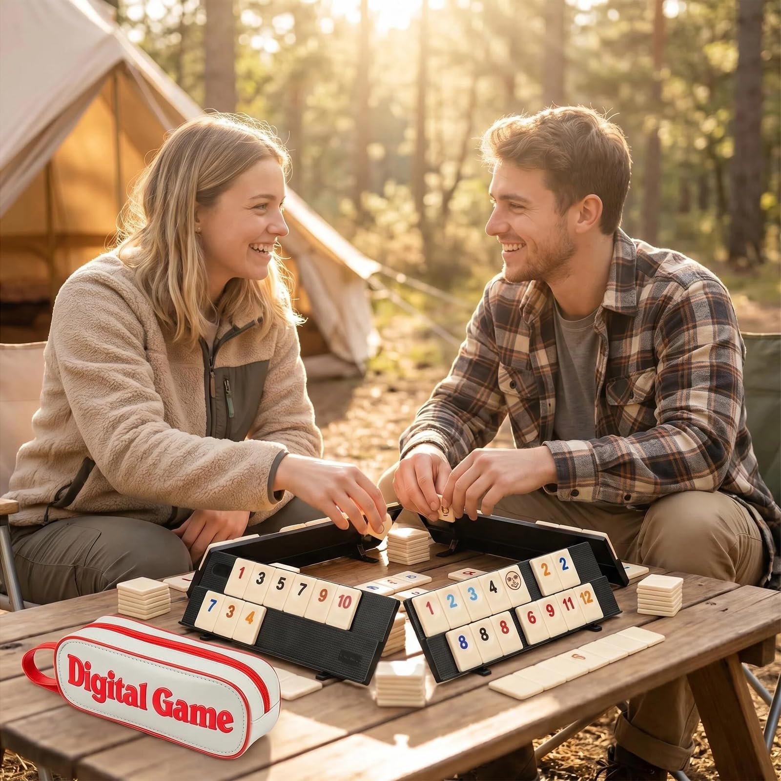 Rummy - Set da viaggio con 106 mattoncini, 4 supporti, borsa per 2-4 giocatori