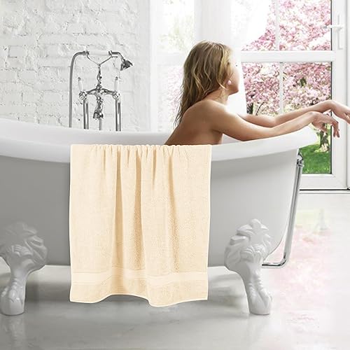 Miniatura 4 de GLAMBURG Juego de 2 toallas de baño extra grandes de algodón de alta calidad de 700 GSM, 100% algodón peinado, 2 toallas de baño de 35 x 70