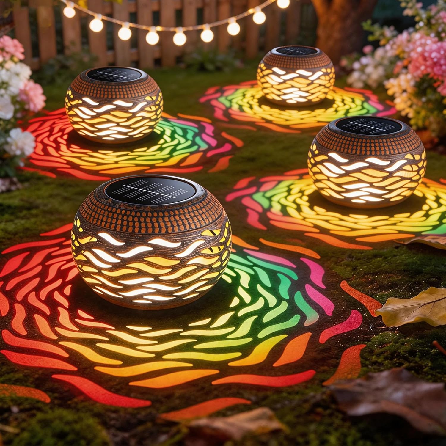 Solar Lanterns Outdoor Waterproof 4 Pack, Retro Metal Hollow Out Solar Lantern Lights with 3 Lighting Modes, Decorative Table Lanterns for Garden Yard Patio Porch, Gardening Gifts for Women Mom